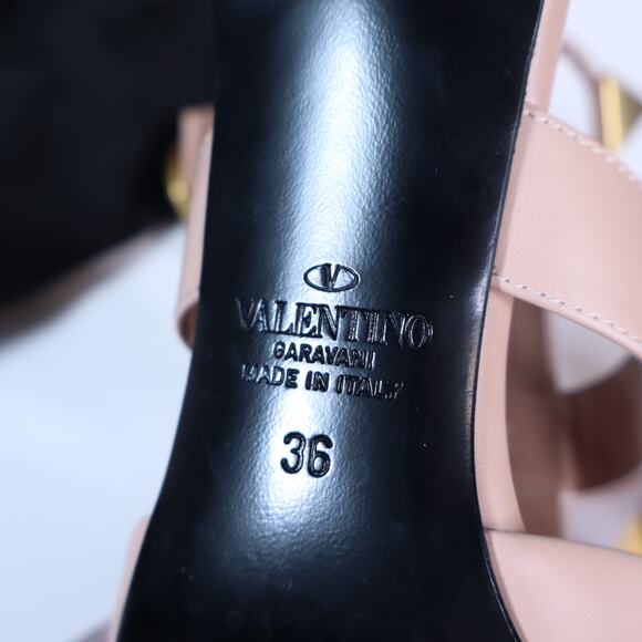 VALENTINO Roman Stud Leather Heeled Sandal Blush Pink Pointed Toe Women's 36 - Picture 9 of 10